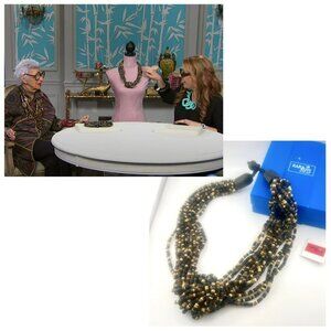 Rara Avis by Iris Apfel Necklace Multi Strand Knot Chunky Bold Beaded Neutral